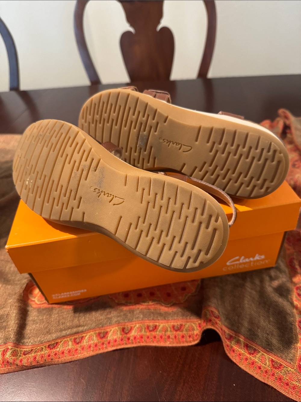 Clarks Brown Leather Multi-Strap Slingback Sandals - Picture 4 of 7